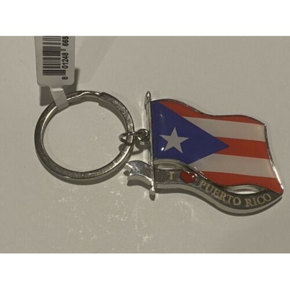 Puerto Rico Flag Keychain‎ I Love PR Metal Key Ring Red White Blue 66842